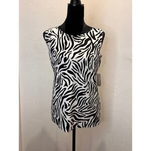 Chicos sleveless knitted zebra pattern shirt size m